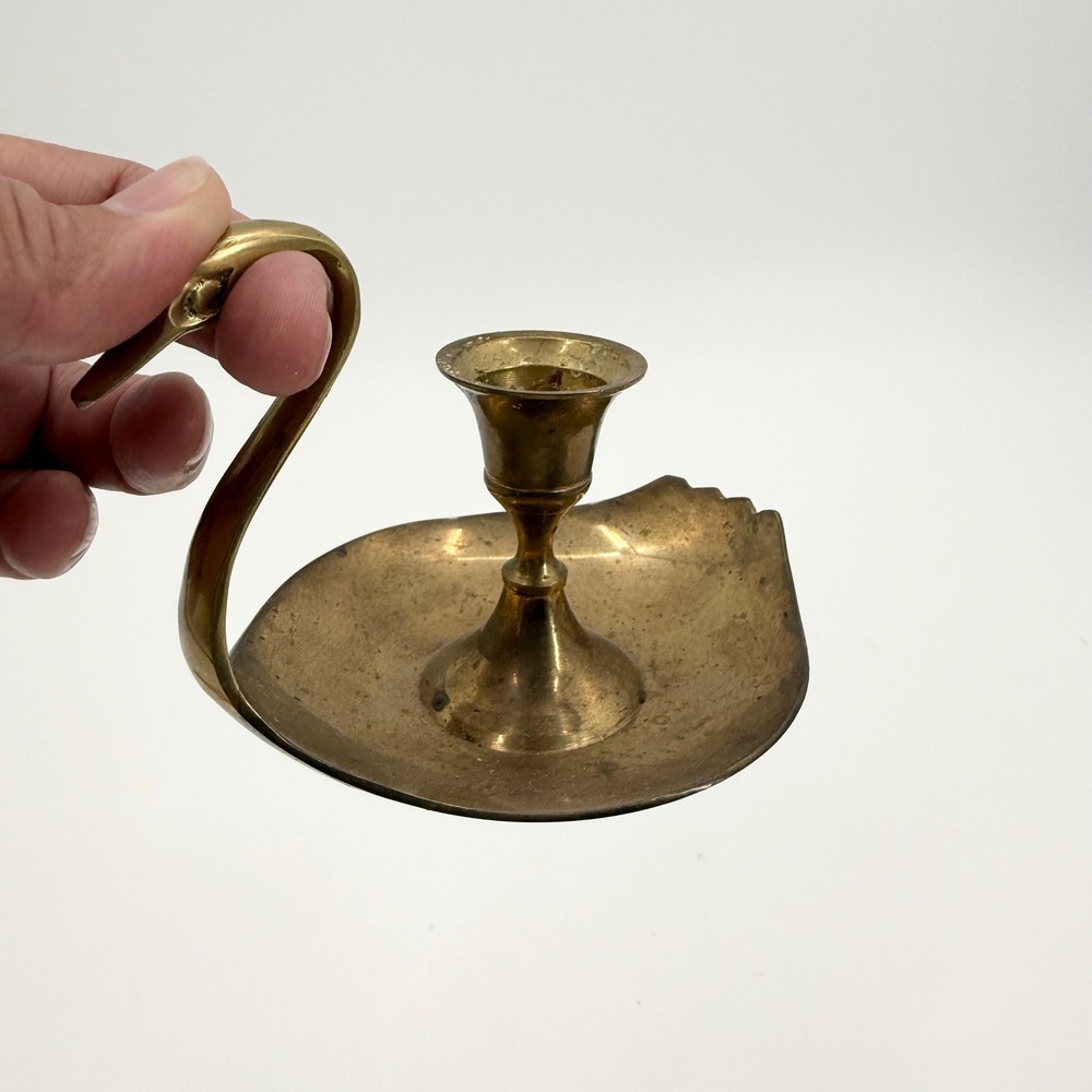 Vintage Brass Swan Decorative Candleholders Set of 2 Candles Not Included - Picture 8 of 10
